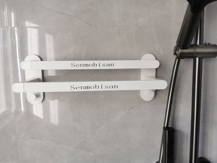 Senmobisan White Towel racks bathroom no punching towel hanging pole bathroom Towel hooks of metal